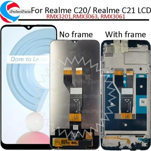 Original For Oppo Realme C20 LCD RMX3063 RMX3061 Display with Frame Touch Panel Screen Digitizer For Realme C21 LCD RMX3201