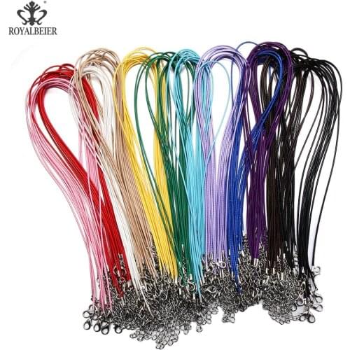 60pcs 1.5mm Blended Leather Cord Wax Line Necklace Leather Rope Necklaces Jewelry Making Accessories Wholesale Long 42cm+5cm