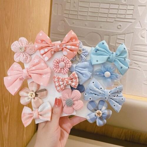 8Pcs/set hair clip set Cute Bowknot Hairpins Baby Hair Accessories Flower headwear Boutique barrette Headdress clip cheveux