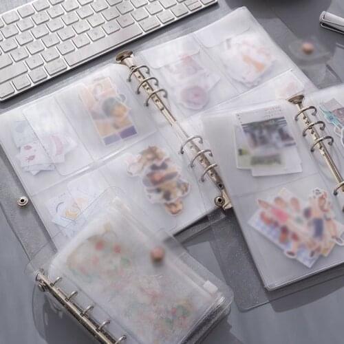 A5/Set Transparent Color Plastic Clip File Folder Notebook Loose Leaf Ring Binder 10pcs 6 Hole PVC Pouch 2-Slot School Office