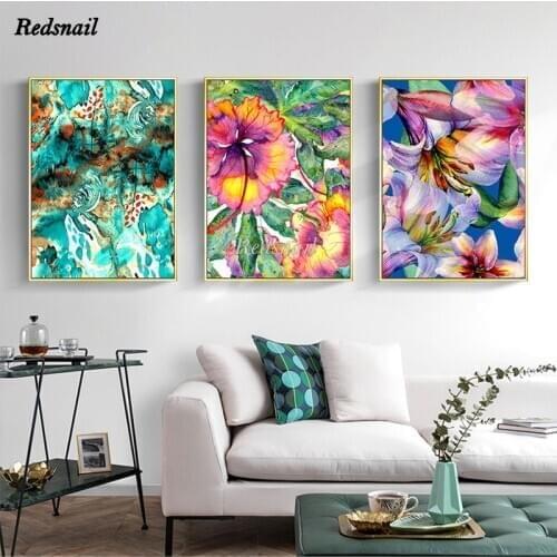 Diy Diamond Painting Abstract colourful Blue Pink Floral 3 Pieces Full mosaic diamant Embroidery Wedding decor puzzle MM056