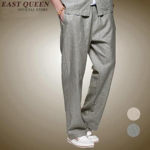 Chinese style man linen 2018 New Arrival Fashion Lightweight Breathable Cotton Men Pants Loose Casual Straight Trousers Kk517 T