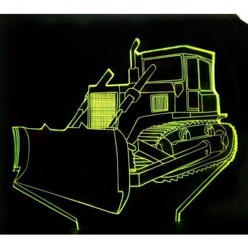 Bulldozer Tractor Truck Car 3D Night Light 7 Color Change LED Table Desk Lamp Acrylic Flat ABS Base USB Charger Home Decoration