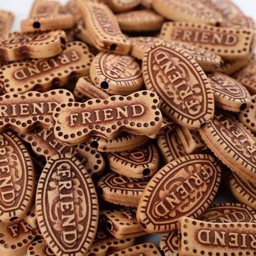 50Pcs Cute Oval Shape Letter Acrylic Wooden Beads Charm 3 Style Alphabet Beads DIY Jewelry Making Necklace Bracelet Accessories