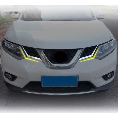 Front Grille Decoration Cover Trim Stickers for Nissan X-trail X Trail Xtrail Rogue T32 2014 2015 2016 2017 2018 Car styling