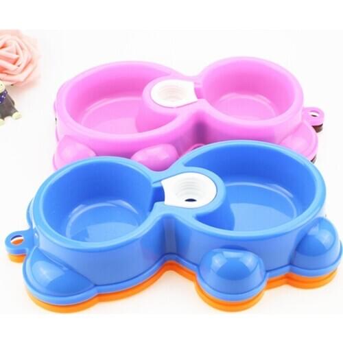 Dual Pet Bowls Dog Food Feeder Plastic Pet Drinking Dish Feeder Anti-Slip Cat Water Bowl Puppy Feeding Supplies Dog Accessories