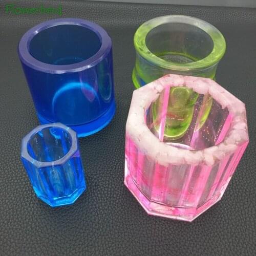 DIY Geometry Flower Pot Clay Molds Silicone Mould Pen Holder Resin Molds Cement Concrete Plaster Pot Gypsum Succulent Plant Mold