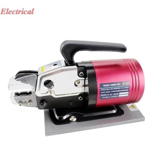 1set Pneumatic End Terminal Crimping Machine Tool 6.0mm2 10mm2 Ferrules Receptacle Plier Crimper w 15 Sets of Dies w Foot Switch