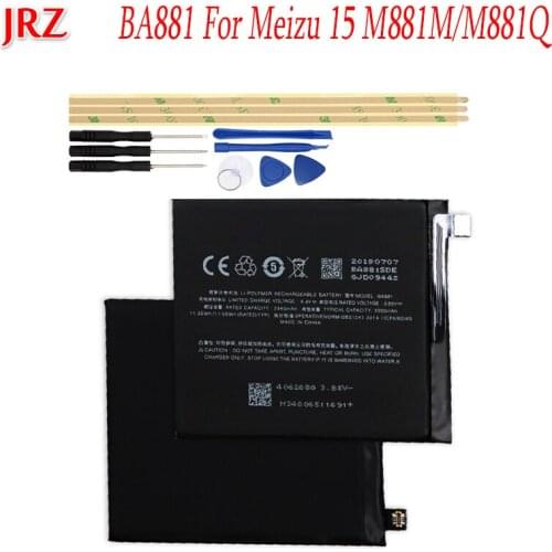 JRZ 3000mAh BA881Backup battery For Meizu 15 M881M/M881Q phone Replacement Batteries Bateria +Tools