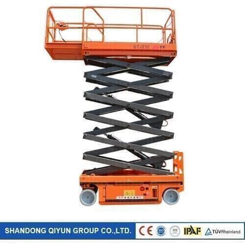 Qiyun China supplier 8m 10m 12m 320kg outdoor and indoor self-propelled scissor lift working platform