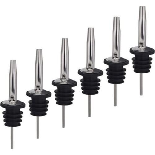 Stainless Steel Classic Bottle Pourers with Tapered Spout 6 Pack