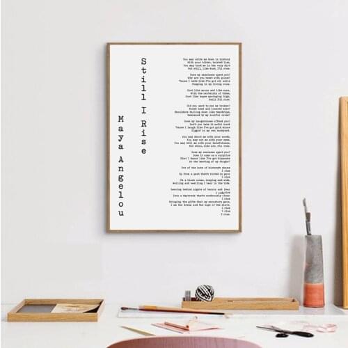 Maya Angelou Quotes Canvas Art Prints Feminist Poster Poetry Still I Rise Canvas Painting Black White Wall Pictures Modern Livin