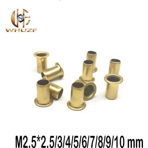 500pcs M2.5*2.5/3/4/5/6/7/8/9/10 mm Hollow Copper rivet Bronze rivets Cross hole Brass rivets Single tube DIY accessories