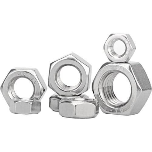 Metric 304 Stainless Steel Hex Hexagon Nut DIN934 M1 M1.2 M1.4 M1.6 M2 M2.5 M3 M4 M5 M6 M8 M10 M12 M16 M20 Screw Nuts