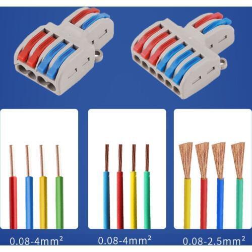 5PCS SPL-42/62 2 In 4/6 Out Mini Quick Wire Connector Universal Wiring Cable Connector Push-in Conductor Terminal Block LED Lamp