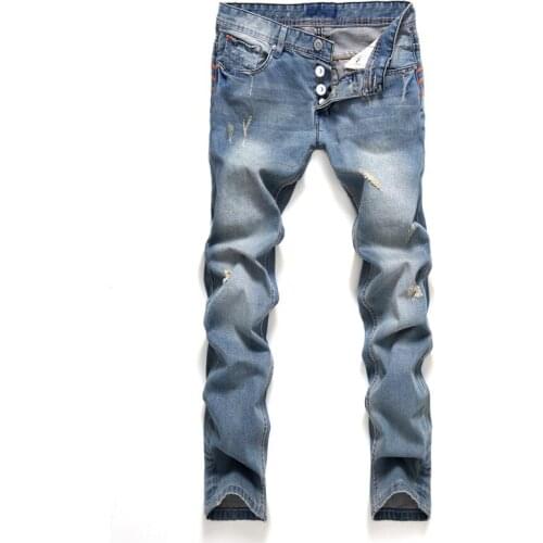 Fashion High Quality Jeans Mens Classic Mens Jeans Blue Cotton Hole Jeans Mens Designer Designer Large Size Casual Jeans