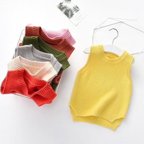 Winter Autumn Gilrs 100% Cotton Cardigan Teen O-neck Sweater Vest Baby Waistcoat School Girls sweaters for 3-7 Years