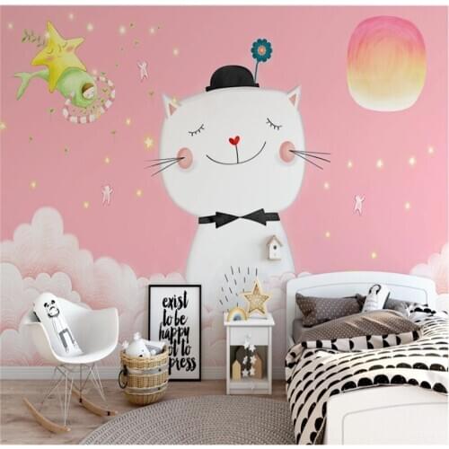Custom wallpaper Nordic minimalist kitten childrens room decoration background wall 8D waterproof wall covering