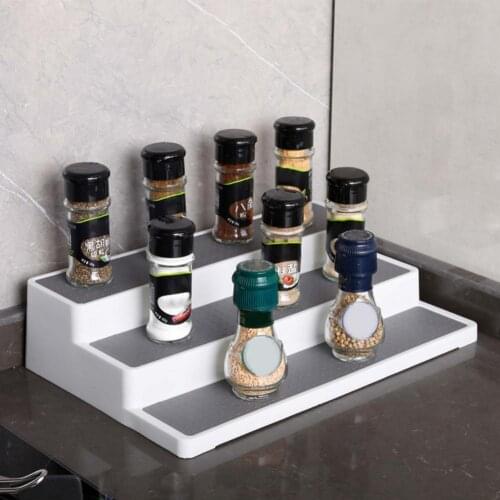 Practical Metal Spice Rack Organizer Standing Space Saving Easy to Clean 3-Tier Non-slip Kitchen Storage Racks Tidy Keeping
