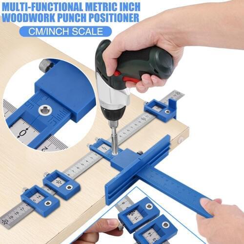 Adjustable Drilling Dowelling Hole Saw Locator Woodworking Joinery Hand Tool Furniture Multi-Function Punch Locator Dropship