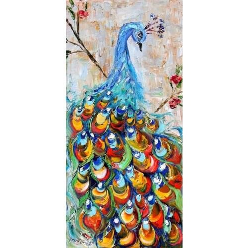 Hand Painted Peacock Oil Painting Modern Home Wall Decoration 3D Canvas Painting