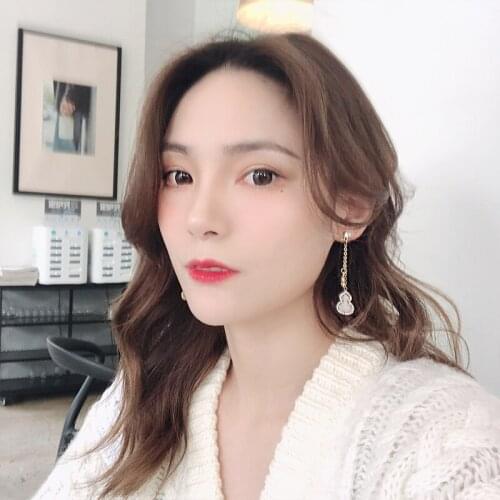 Golden Double Gourds Tassel Silver Plated Needles Zircon Starry Bling Rhinestone Dangle Earrings & Drop Earrings for Women