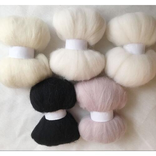 Wolvilt feltro mixed feutrine naaldvilten lana merino wool fibre roving for needle feling kit doll wool diy crafa 100g 20g/bag