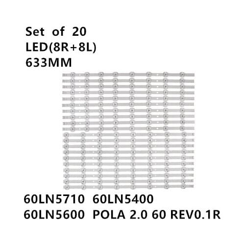 10R+10L/set New LED Strip Innotek Pola 2.0 65 inch TV For LG 60LN5600 60LA620S 60LA6200 60LN5710 60LN5600 Pola2.0 65" R L Type