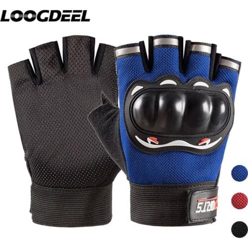LOOGDEEL Cycling Gloves Half Finger Wear-sisting Gloves High Elasticity Breathability Anti-slip Extended Wristband Riding Gloves