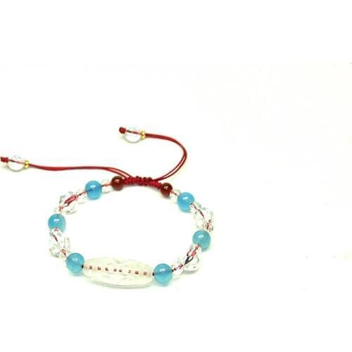 Tibetan natural white crystal 7 eyes engraving dZi female bracelet red black and white agate bead string woven bracelet