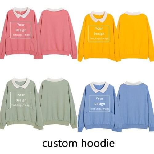Your OWN Design Text Photo Custom Sweatshirts Men Women DIY Hoodie Casual Loose Pullover Sweatshirt Female Cute Cotton Tops Lady