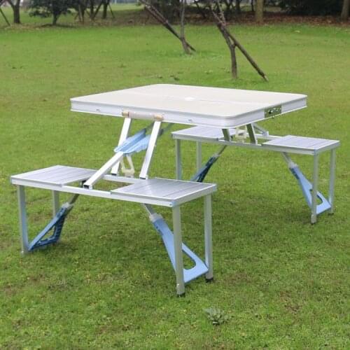 Outdoor Folding Tables and Chairs Set Aluminum Alloy One-Piece Folding Table Portable Dining Table Barbecue Picnic Table