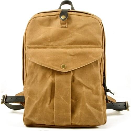 VZVA Waterproof Backpack Men Laptop Backpack 15 6 inches Waxed Canvas Leather Bag Rucksack High Quality