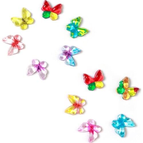 Xinyao 50pcs/lot 10mm Colorful Butterfly Flat Back Rhinestone Applique Cartoon DIY Material Earrings Accessories for DIY Jewelry