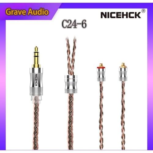 NiceHCK C24-6 Replace Cable 24 Core Silver Plated Copper Pure Copper Wire 3.5mm/2.5mm/4.4mm MMCX/NX7/QDC/0.78 2Pin for ASX MK3