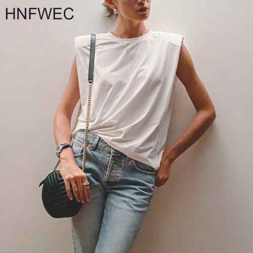 Women White Black Brief Big Size Tank Tops New Round Neck Sleeveless Personality Fashion Tide Spring Summer 2020 U303