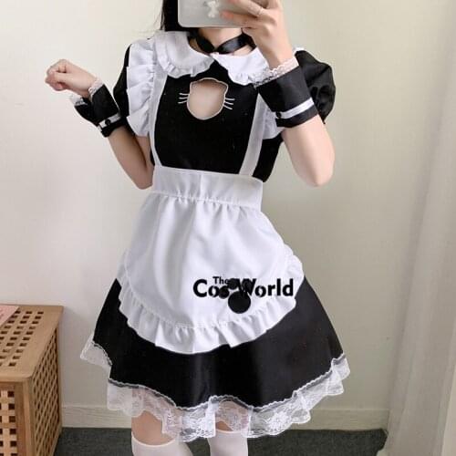 S-3XL Lolita Sweet Sexy Cat Open Breast Apron Maidservant Maid Restaurant Dress Uniform Outfits Anime Cosplay Costume