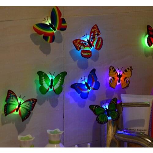 1pc LED 3D Butterfly Wall Stickers Night Light Lamp Glowing Wall Decals Stickers House Decoration Home Party Desk Wall hot