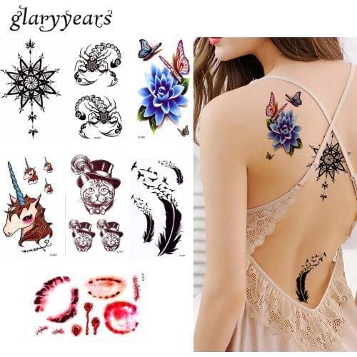 20 Pieces/lot Halloween Blood Decal Temporary Tattoo Body Neck Chest Waist Art Colors Cat Elk X 566 Designs Tattoo Paper Sticker