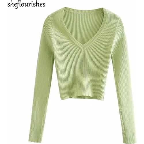 Fall 2020 women sweater sexy long sleeve pullover vintage knit sweater korean style pink pullover solid green sweater purple