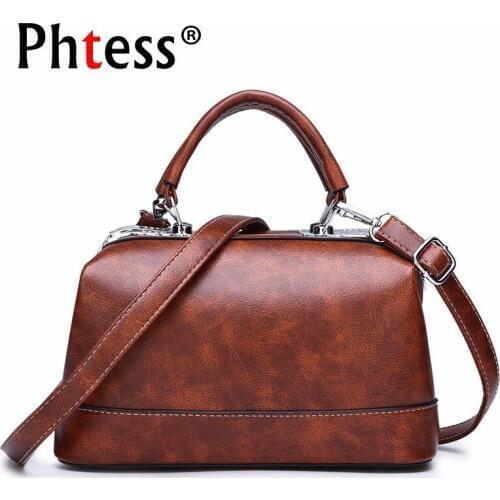 2019 Female Leather Messenger Bags Bolsa Feminina Vintage Tote Bag For Girls Soft Leather Shoulder Bag Ladies Women Sac A Main