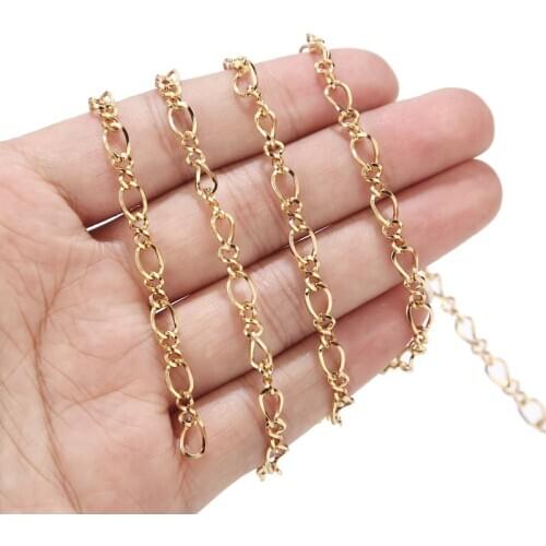 5mm gold tone Figaro Chain Stainless Steel Link Chain for DIY jewelry making