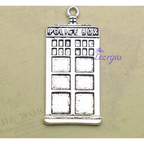 5pcs/lot--44x20mm, Antique silver plated police box charms,DIY supplies, Jewelry accessories