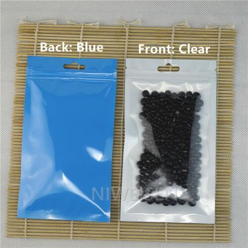7x10cm,100pcs Blue pearl film ziplock bags,earphone sleeve Reusable pearled film plastic pouch with front clear zipper grip seal