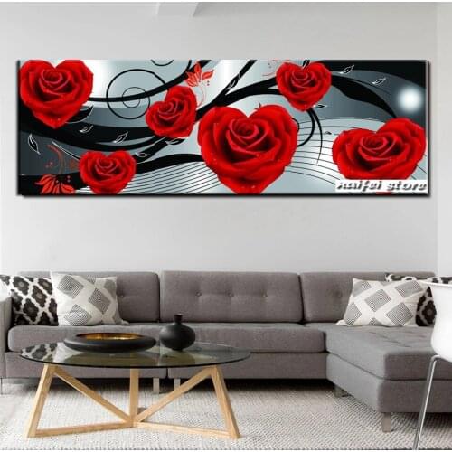 Large size 5D Diy Dog Diamond Painting Black and White Red Rose Embroidery Mosaic Flower Cross Stitch Home Decor Wall Stickers