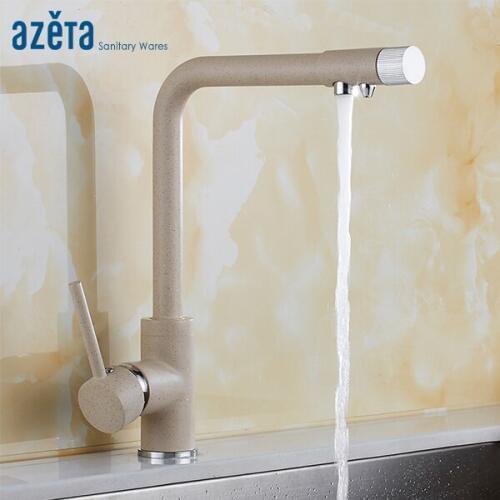 Azeta Water Purify Kitchen Sink Faucet Paint Spraying 3 Way Faucet Single Handle 360 Rotation Drinking Water Kitchen Tap AT9308P