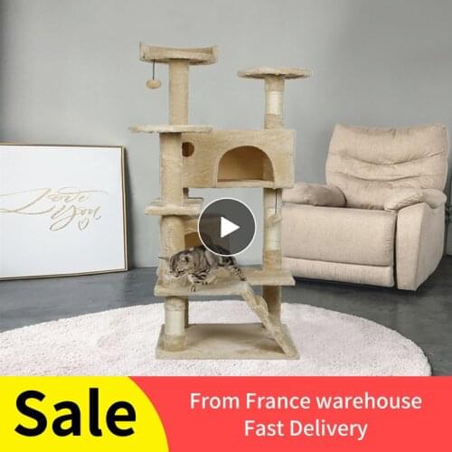 Safe Cat Toy 3 Layers Scratching Cat Tree Tower Pets Scratching Post House Hammock Pets Playing Climbing Post Cat Tree Tower HWC