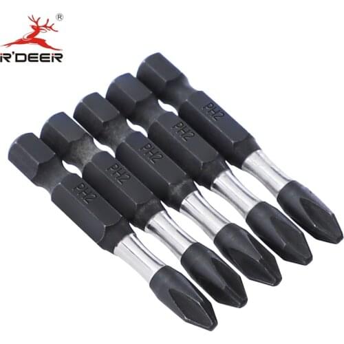 50mm Impact Screwdriver Bit S2 Alloy Steel PH2 Magnetic Screw Driver 1/4 Inch Hex Shank for Power Tool