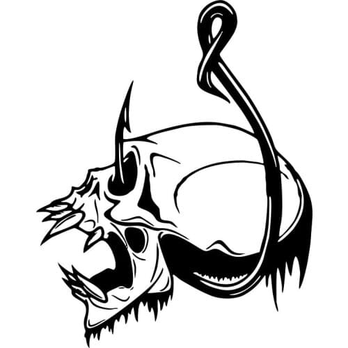 PLAY COOL Skull Fish Hook Fishing Bone Boat Truck Window Car Sticker Automobiles Motorcycles Exterior Accessories Vinyl Decals