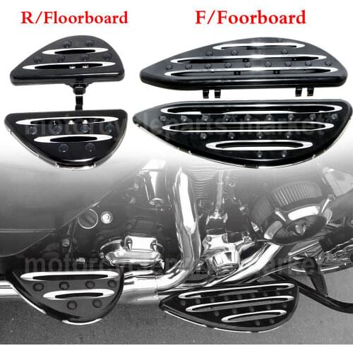 Black CNC Cut Male Mount Foot Pegs Driver Stretched Floorboards & Passenger Footboard Footrest For Harley Touring Electra Glide